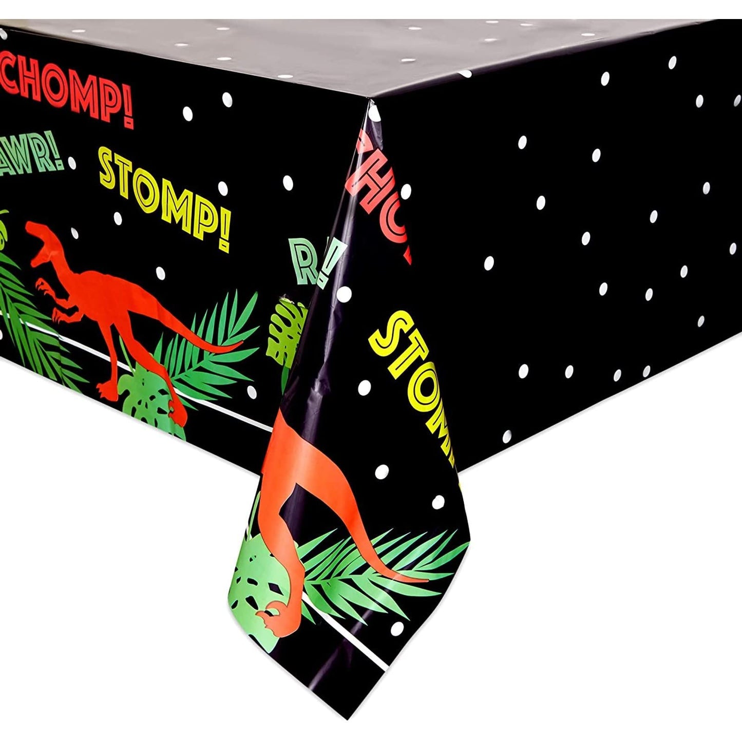 Blue Panda Dinosaur Plastic Tablecloth - 54 x 108 in, Black, 3 Pack - Disposable Table Cover for Dinosaur Birthday Party Decor