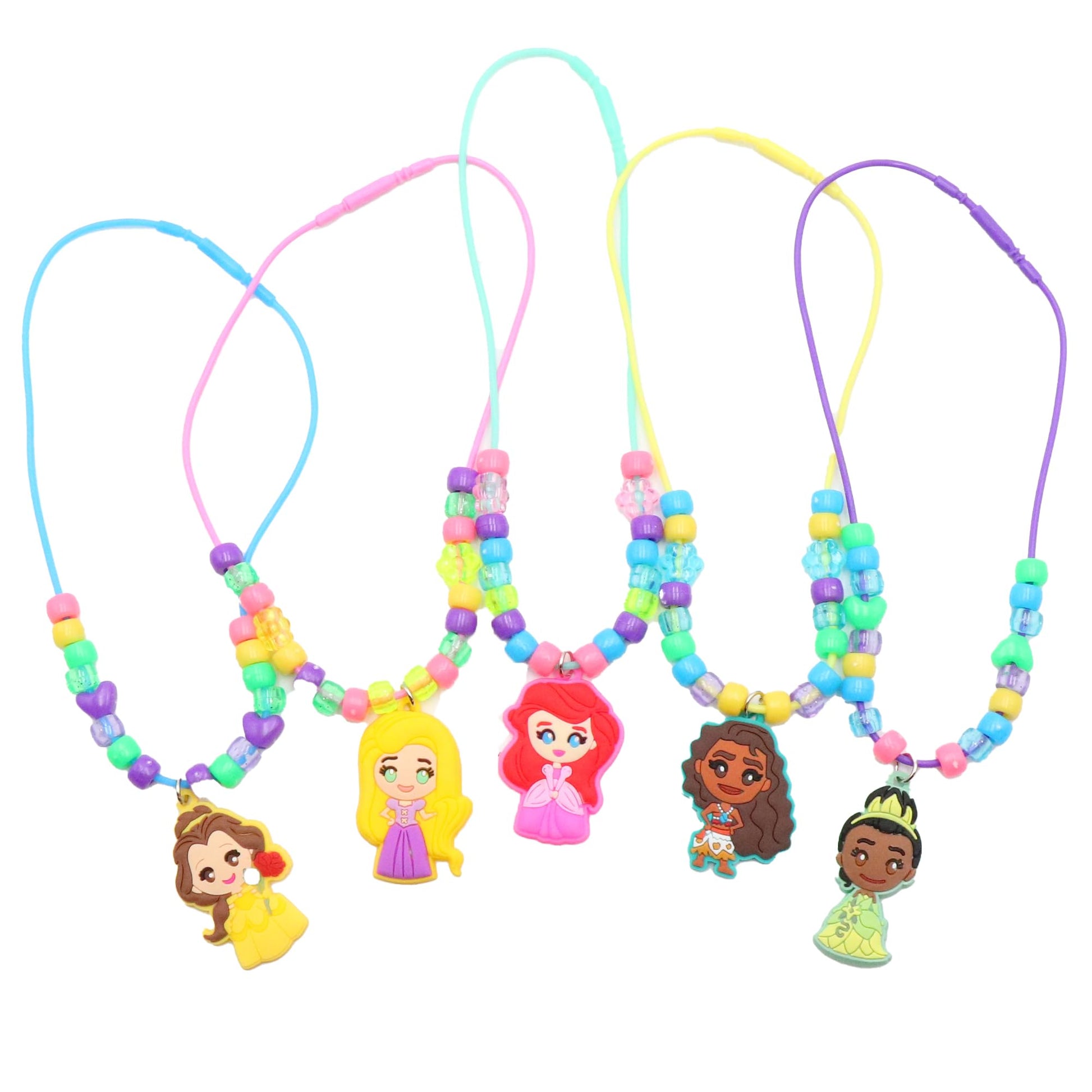 Disney Princess Necklace Activity Case - Jewelry Making Kit with Beads, Charms & Strings - Create Custom Princess Necklaces - Craft Gift for Girls