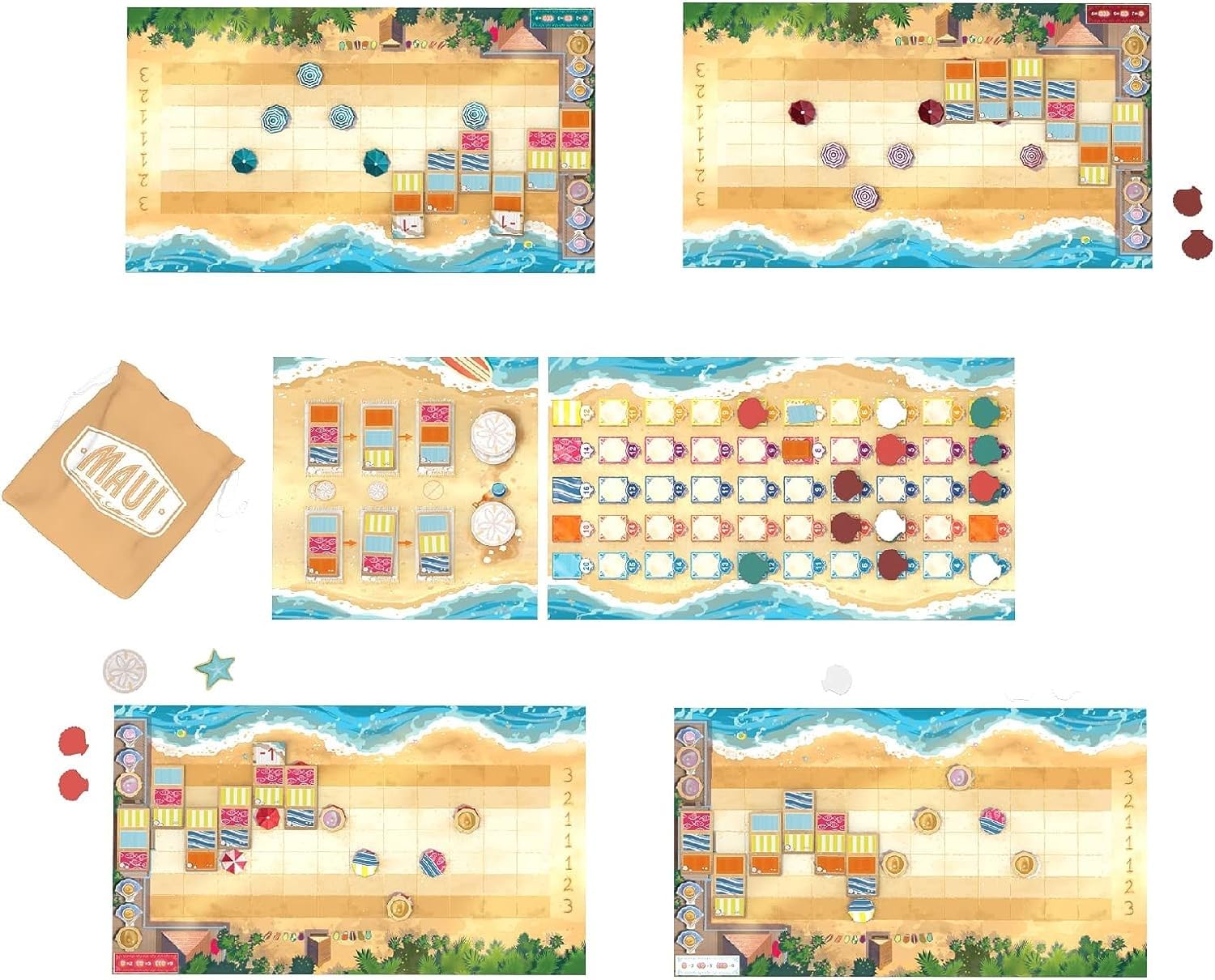 Maui Board Game - Hawaiian Beach Drafting and Tile-Laying Strategy Game, Create Patterns to Earn Points, Clever Risk and Reward Mechanics, Ages 8+