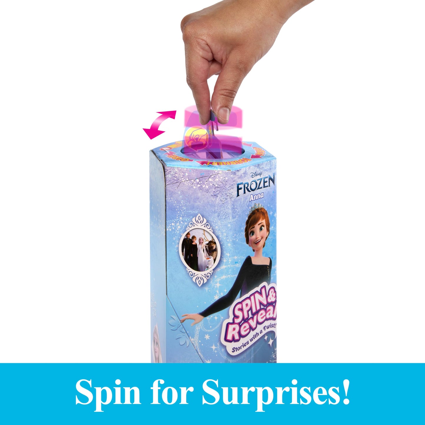 Mattel Disney Frozen Anna Fashion Doll Set, Spin & Reveal with 11 Surprises Including 5 Accessories, 5 Stickers & Play Scene, Inspired by The Movie