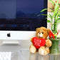 Plushland Stuffed Mocha Heart Bear - Plush Bear Toy for Kids & Adults - Embroidered Heart Pillow - Brown-6 inches (Pink Heart)