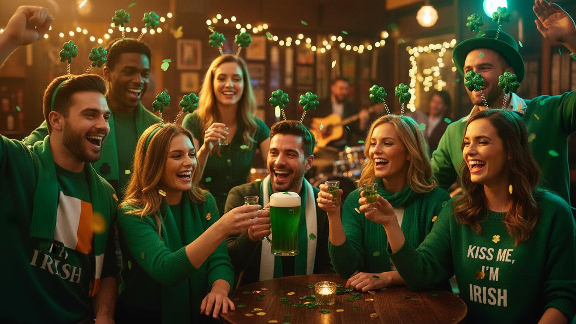 Funiverse Bulk 20-Pack Shamrock Head Boppers - St. Patrick’s Day Party Hats Fighting Irish Clover Accessories for Adults Parades Events