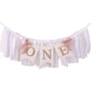 Rose Gold Blush & White 1st Birthday Banner - Highchair Banner, Party Decoration