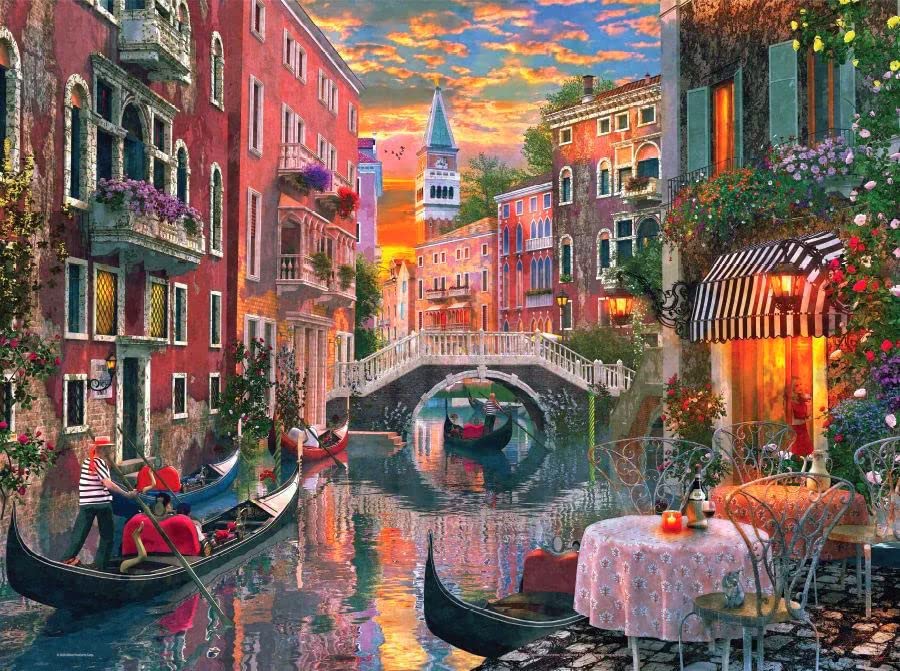 Majestic by Springbok - Venice Evening - 1000 Piece Jigsaw Puzzle Illustration of Venice Canal at Sunset