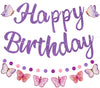 Danadia Pre-Strung Happy Birthday Banner, NO DIY Party Decorations (Purple)