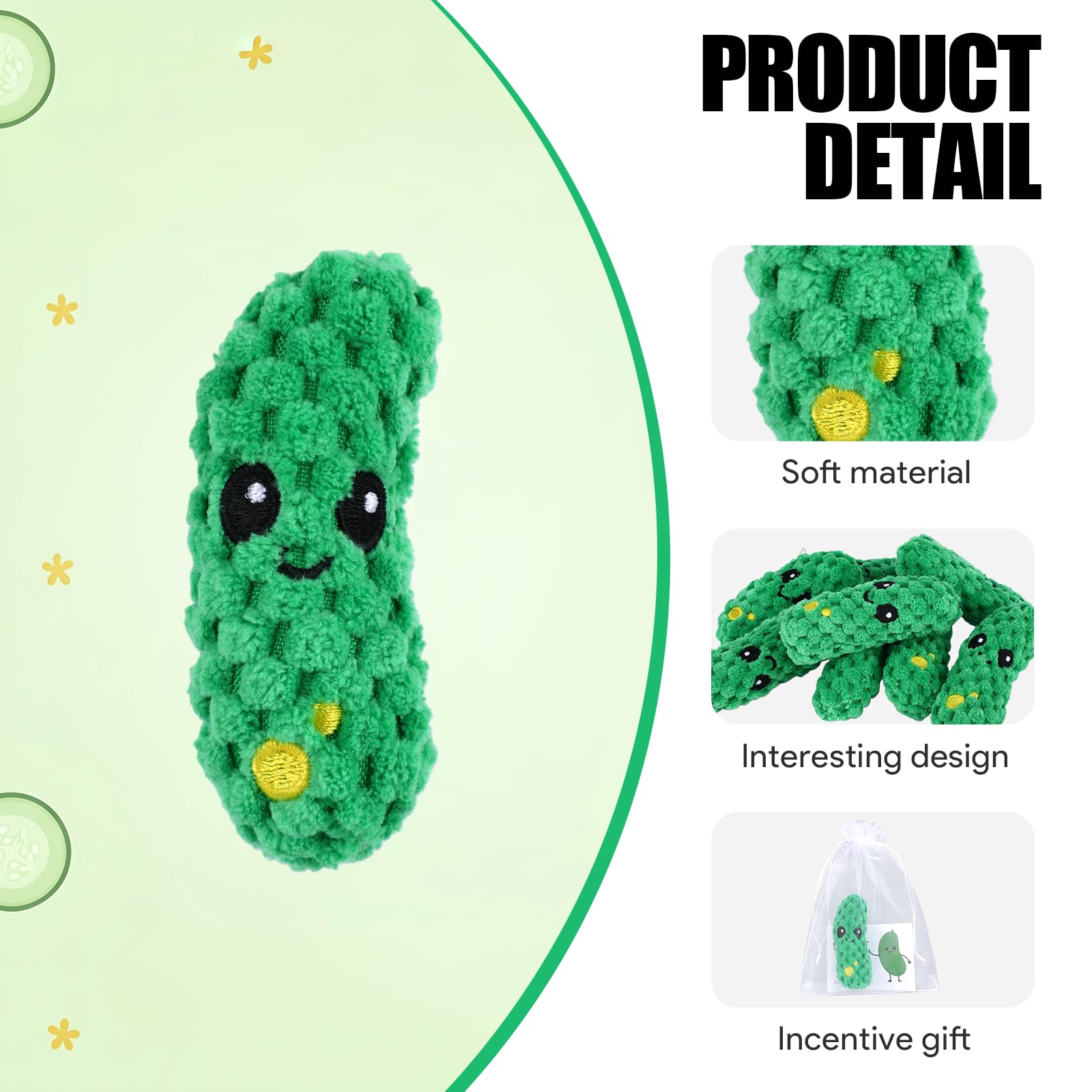 Yuunheg 12 Pcs Pickle Gifts Pickle Crochet Doll, Crochet Cucumber with Encouragement Support Cards & Organza Bags, Positive Gifts for Employee