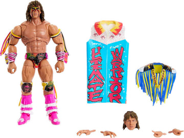 Mattel WWE Ultimate Edition Action Figure & Accessories Set, Warrior 6-inch Collectible with 30 Articulation Points, Swappable Pieces & Entrance Gear