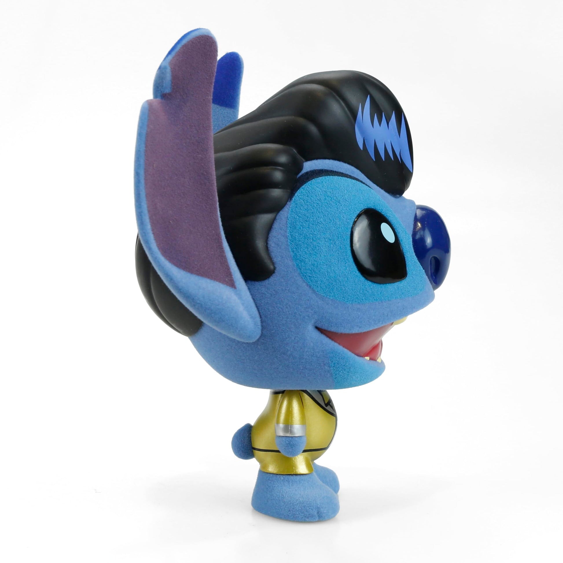 Collectible Disney: Lilo and Stitch Gold Suit Elvis Stitch Flocked 4” Bhunny Stylized PVC Figure