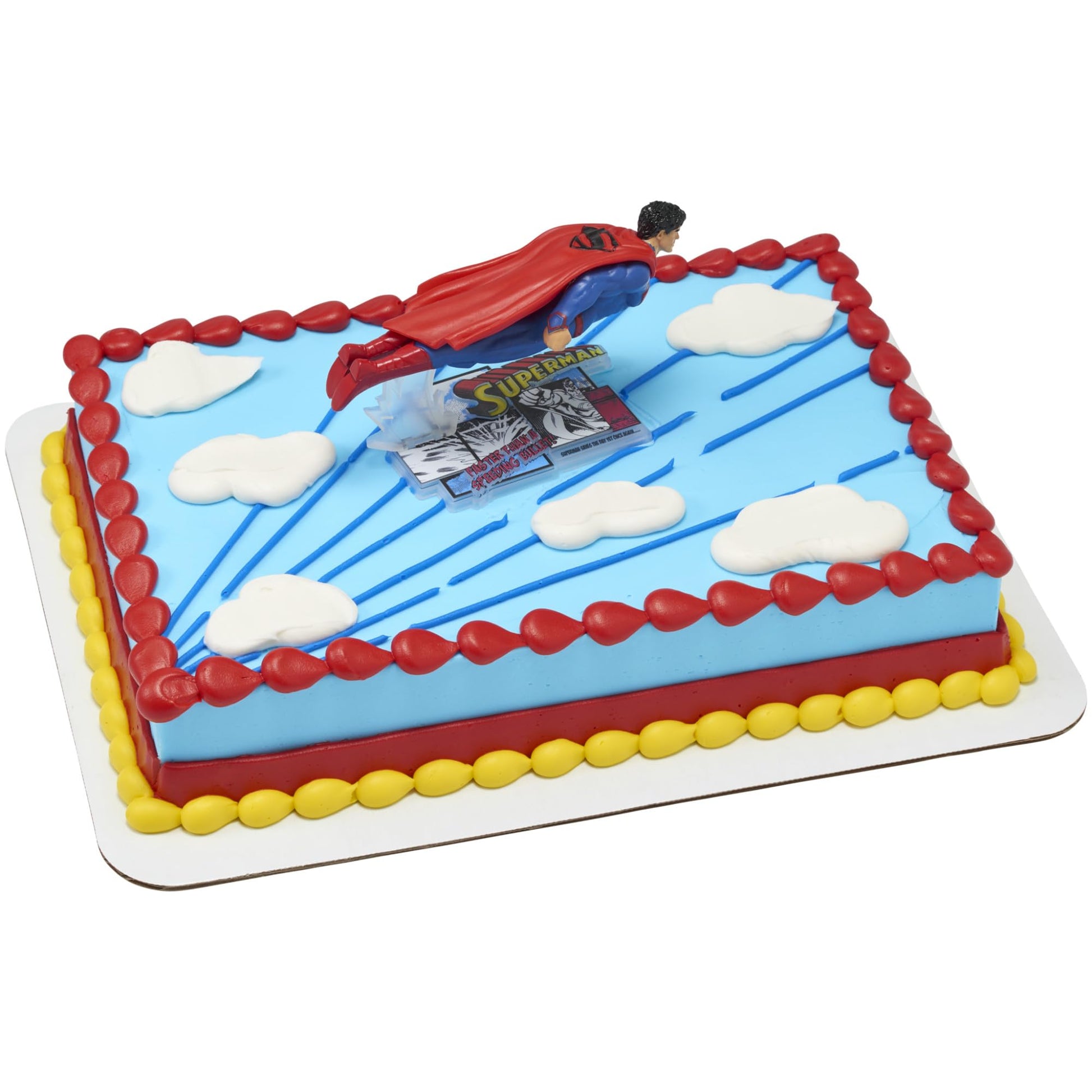 Superman Man Of Steel Cake Topper, Superhero Flying Superman Cake Decoration, Food Safe Birthday Cake Decoration