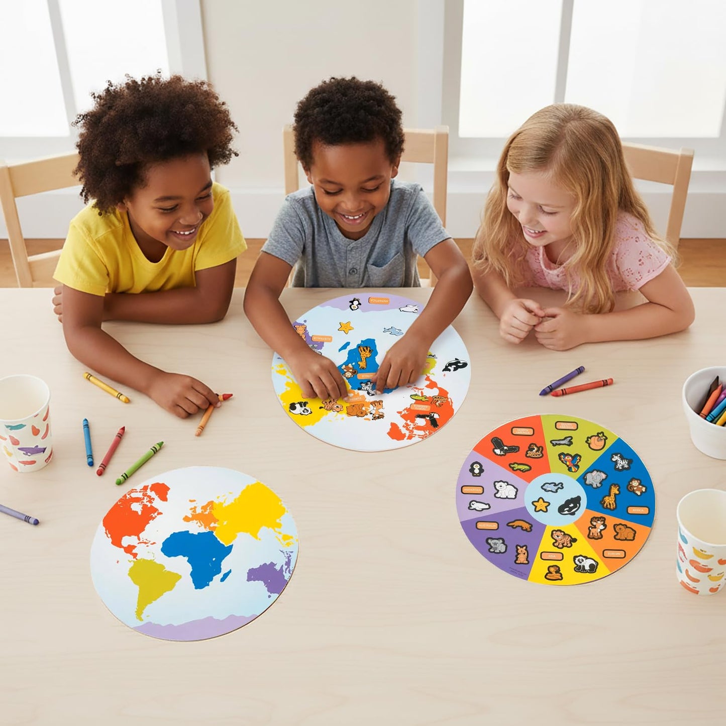 Continents and Animals Make A Sticker - 12 Pieces - Educational and Learning Activities for Kids