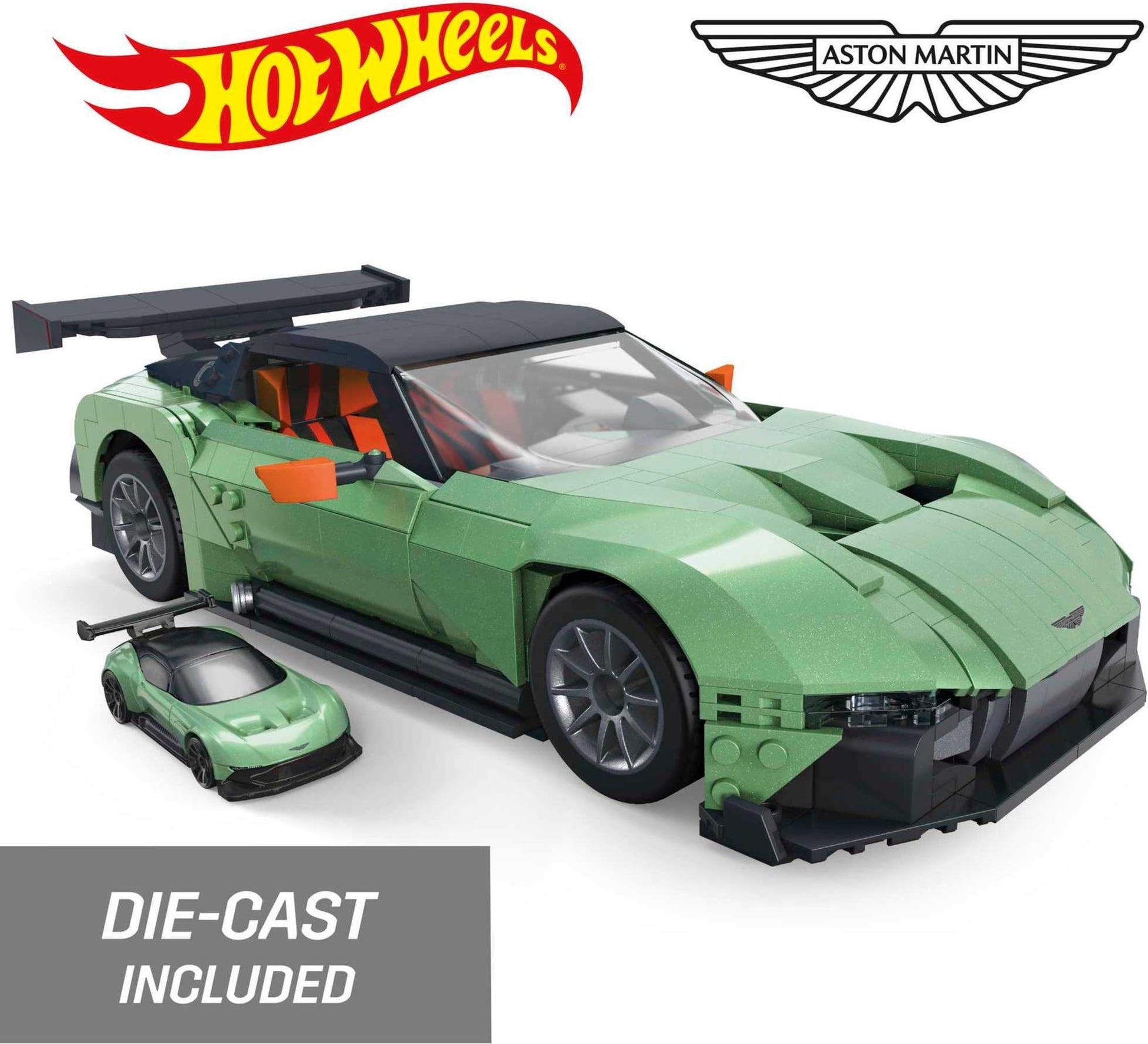 Hot Wheels MEGA Vehicle Building Toys for Adults, Aston Martin Vulcan with 635 Pieces and Die-Cast Model, Gift Ideas for Collectors, HMY97