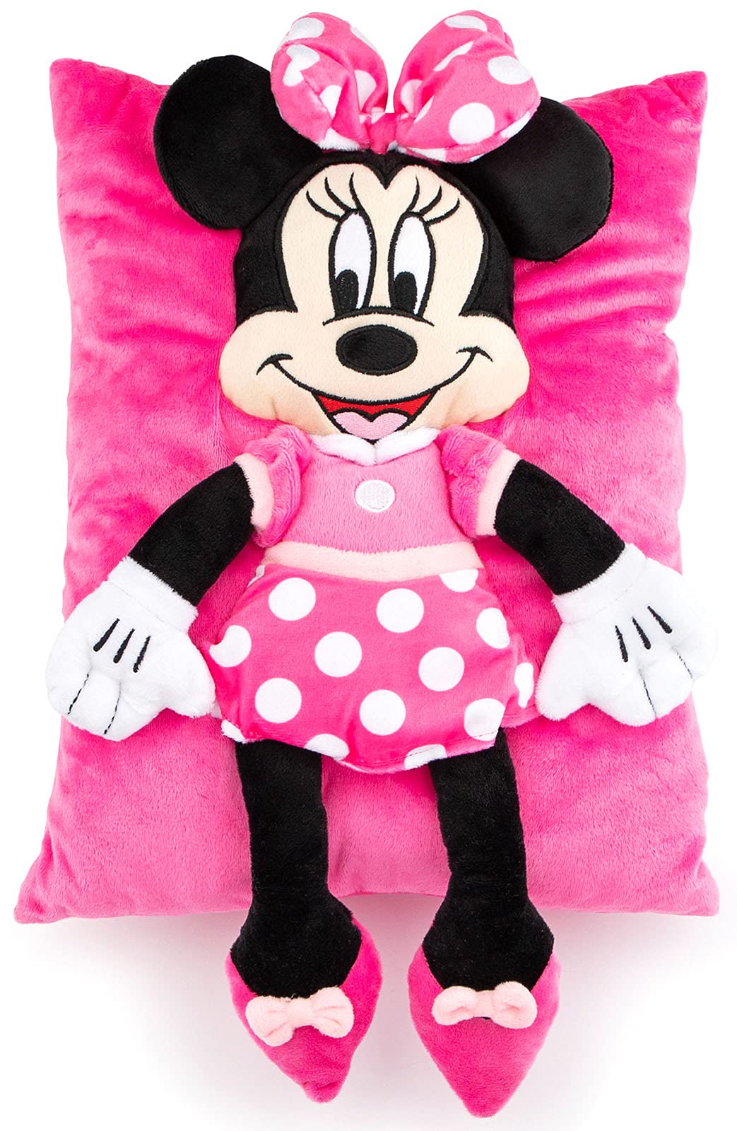 Jay Franco Disney Minnie Mouse Kids 3D Snuggle Pillow, 15 x 11 Inches - Super Soft Polyester Microfiber Plush Stuffed Animal, Gift for Kids, Pink