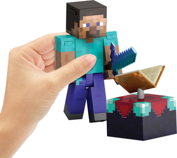 Mattel Minecraft Diamond Level Steve Action Figure with 3 Accessories, 5.5-in Collector Scale & Pixelated Design