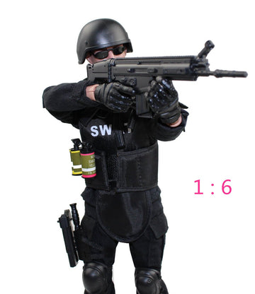 BJPEY 12" Action Figures Toy 1:6 Stand Bendable Soldier Figure Model Toy ( SWAT )