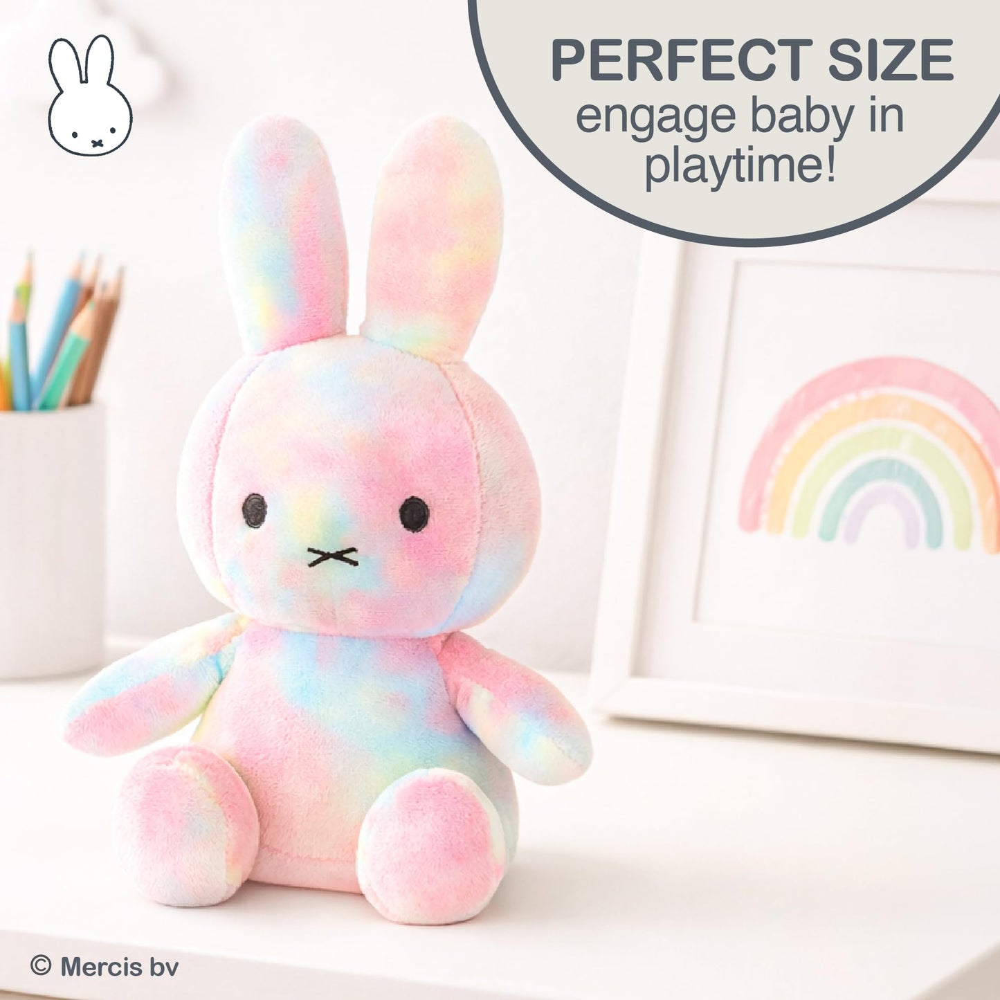 Kids Preferred Miffy Plush 8" Tie Dye Bunny - Sitting Dutch Bunny Plush, Embroidered Details, Ultra Soft Stuffed Animal Plushie for Girls and Boys