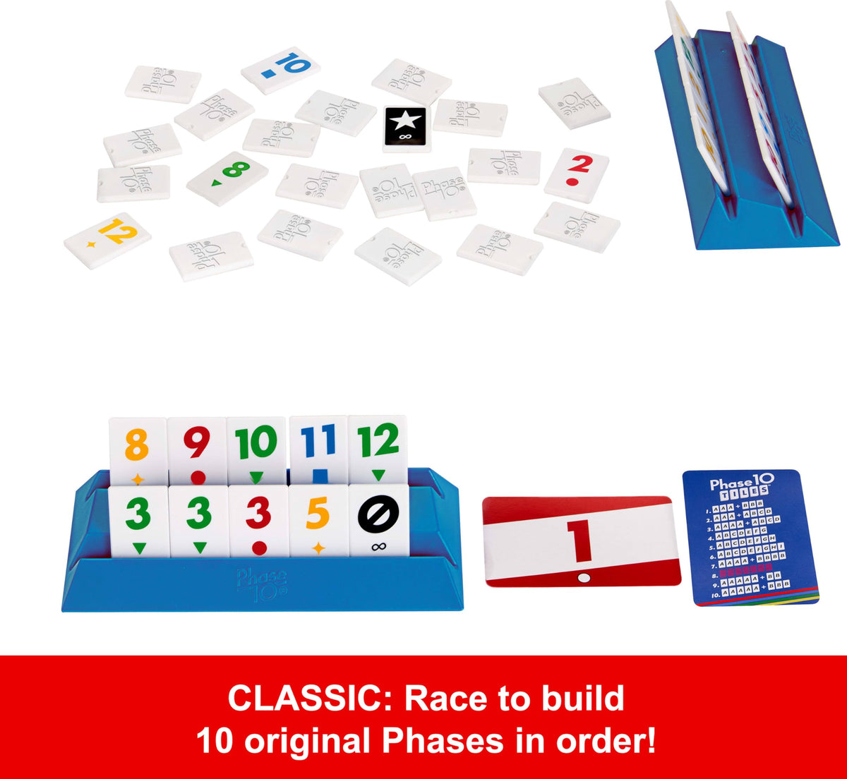 Mattel Games Phase 10 Tiles Game for Ages 7+, 2-4 Players
