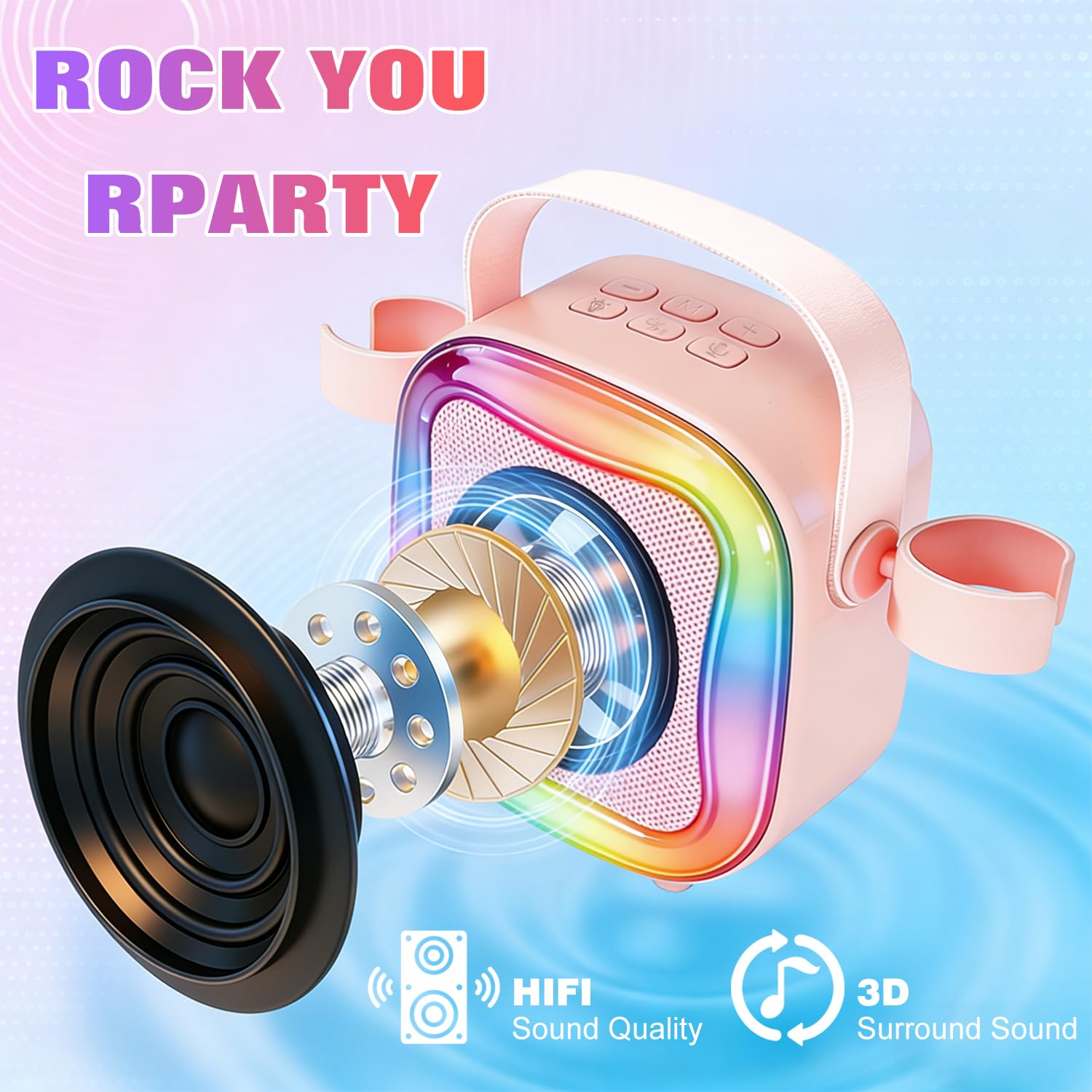 Portable Karaoke Machine for Kids: Children Toys Girls Ages 3-12 Gift(Pink)