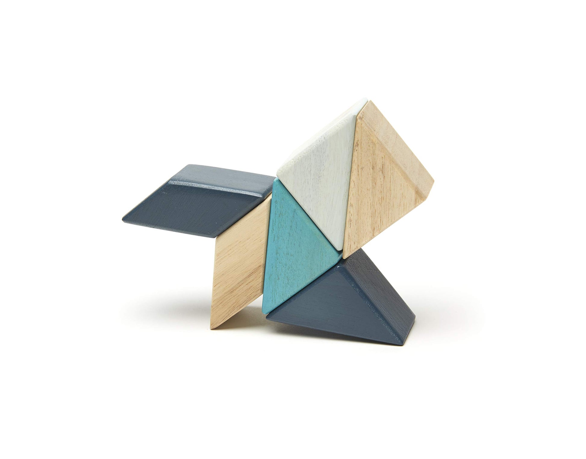 6 Piece Tegu Pocket Pouch Prism Magnetic Wooden Block Set, Blues
