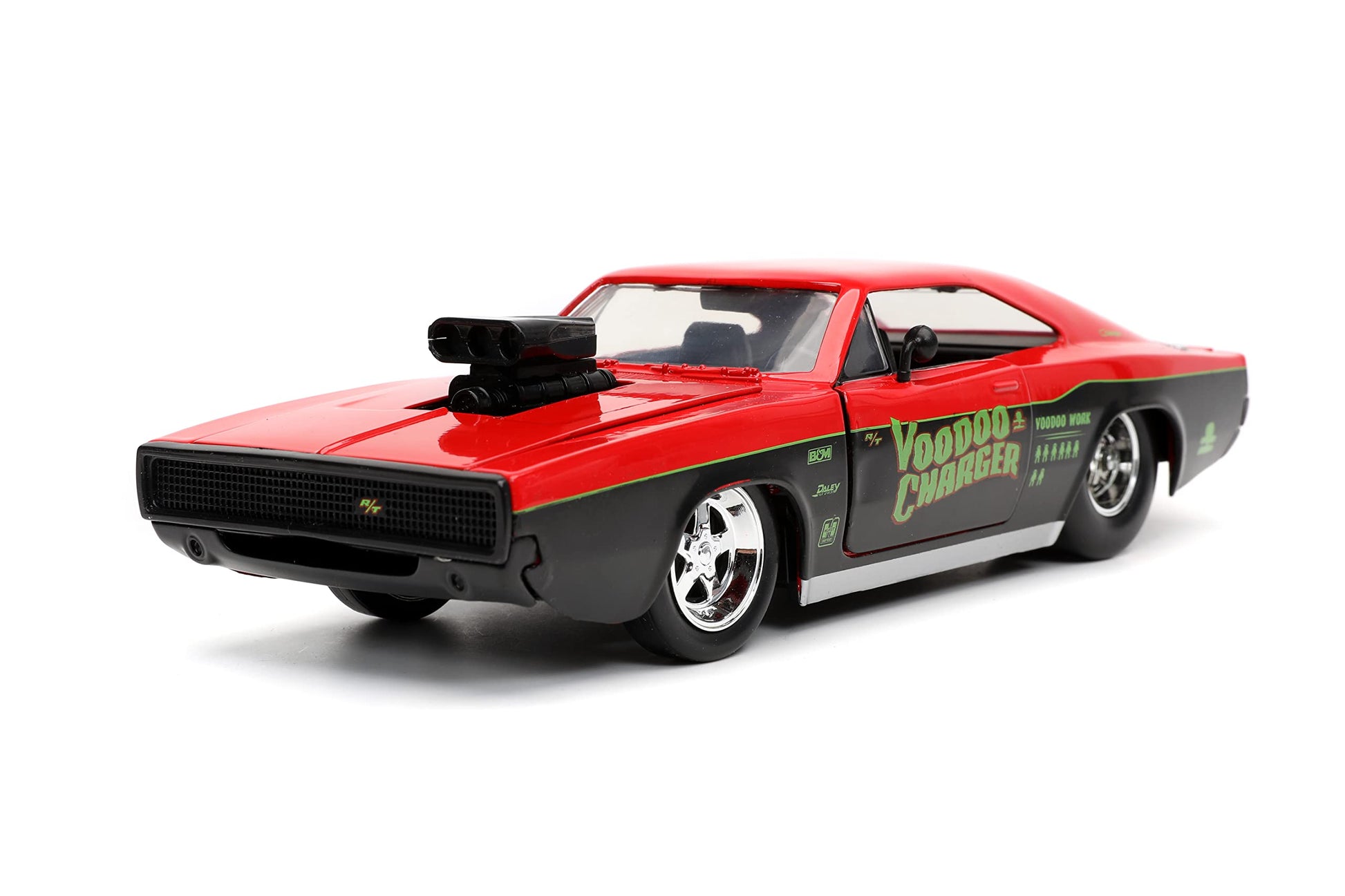 Jada Big Time Muscle 1:24 1970 Dodge Charger RT Voodoo Die-Cast Car, Toys for Kids and Adults