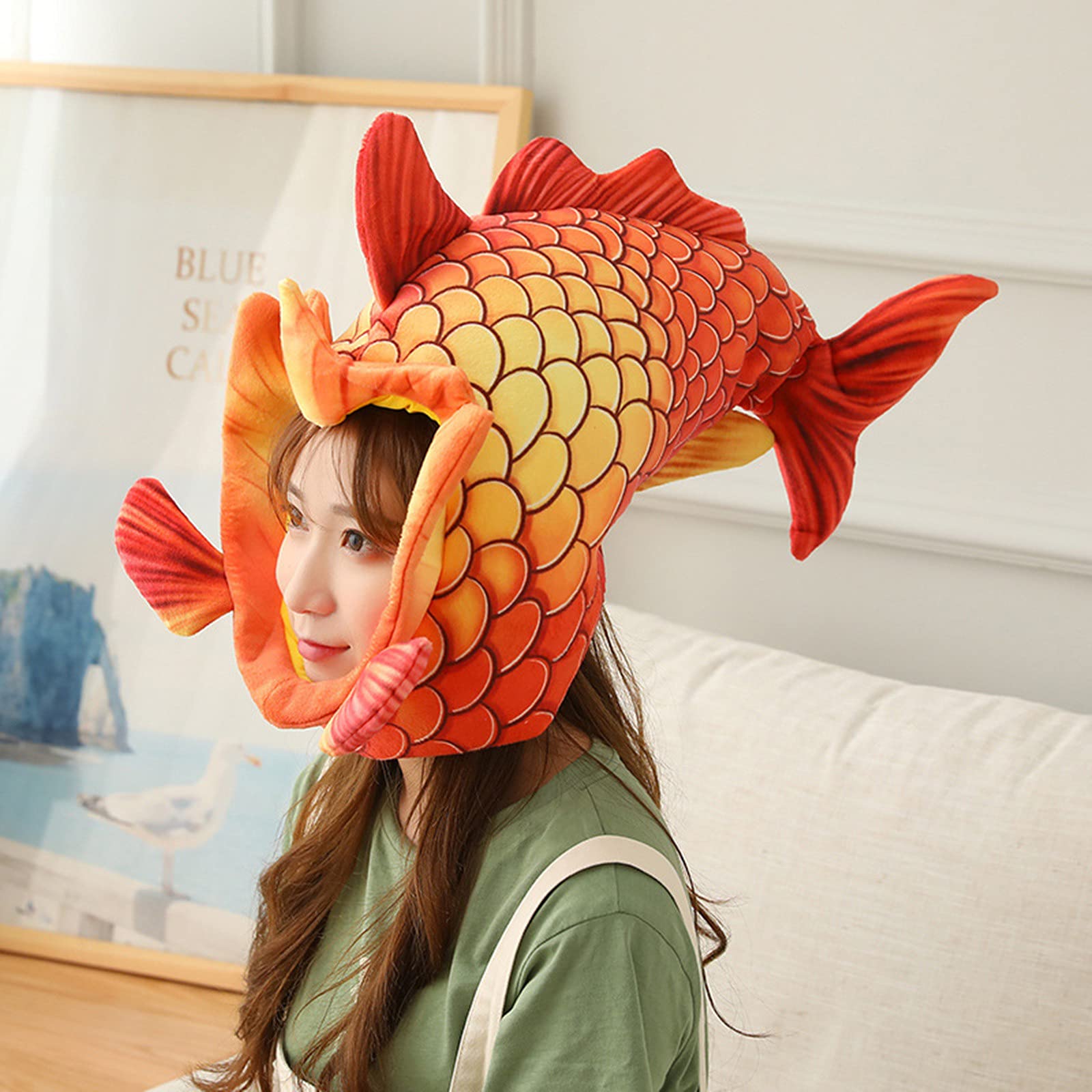 XIYUAN funny fish head hat- fish costume hat-Sea Animal Hats - Costume Hats -Funny Fun and Crazy Hats in Many Styles Red