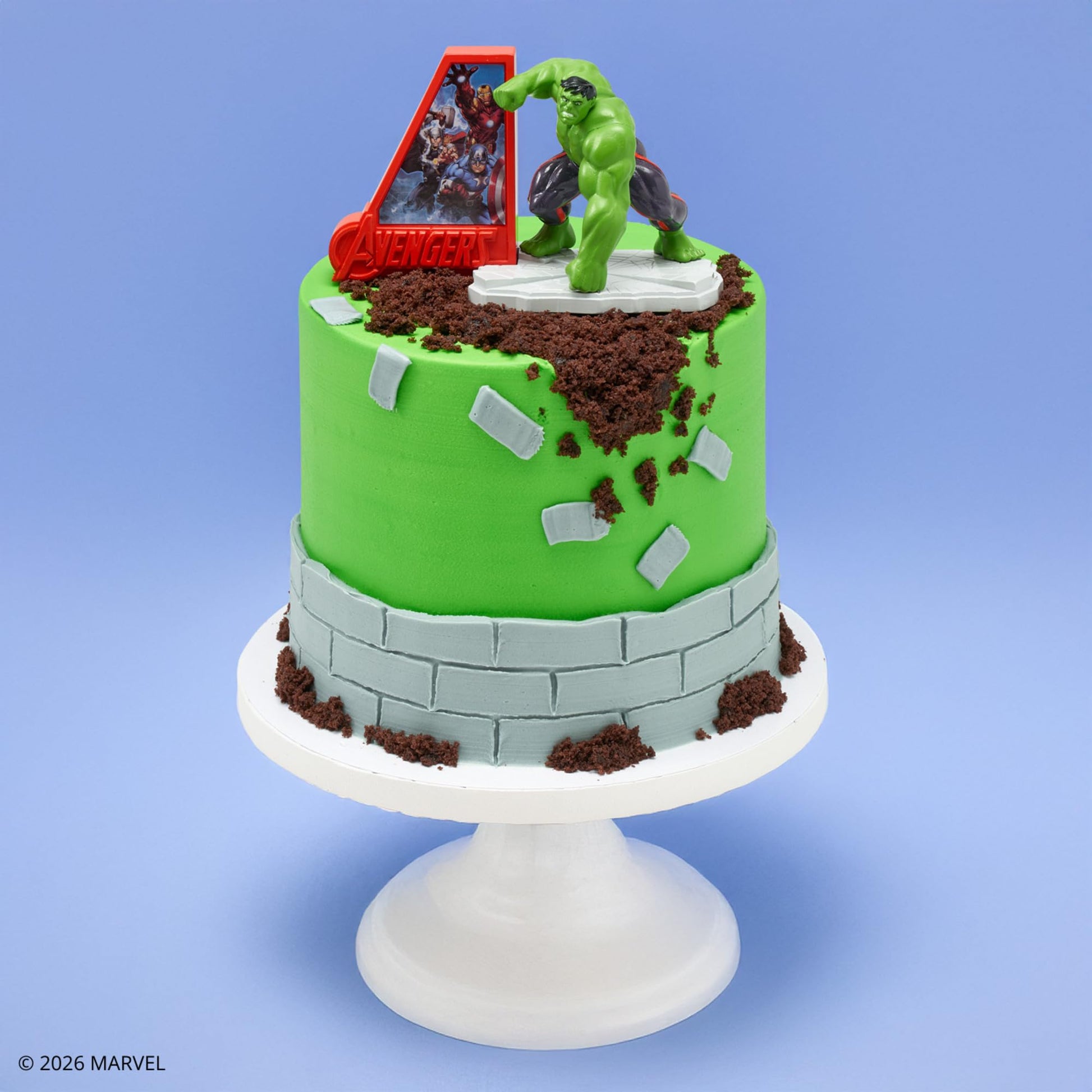 Marvel Avengers Smash! Light Up Cake Topper | Ready To Use Decoration Featuring Marvel's Hulk, Iron Man, Captain America, And Thor - Batteries