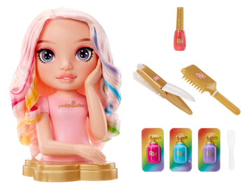 Rainbow High Styling Head - 33cm Bella - 4-in-1 Playset with Washable Hair Cream, Nail Polish, Brush and Hair Colouring Tools, Style, Colour