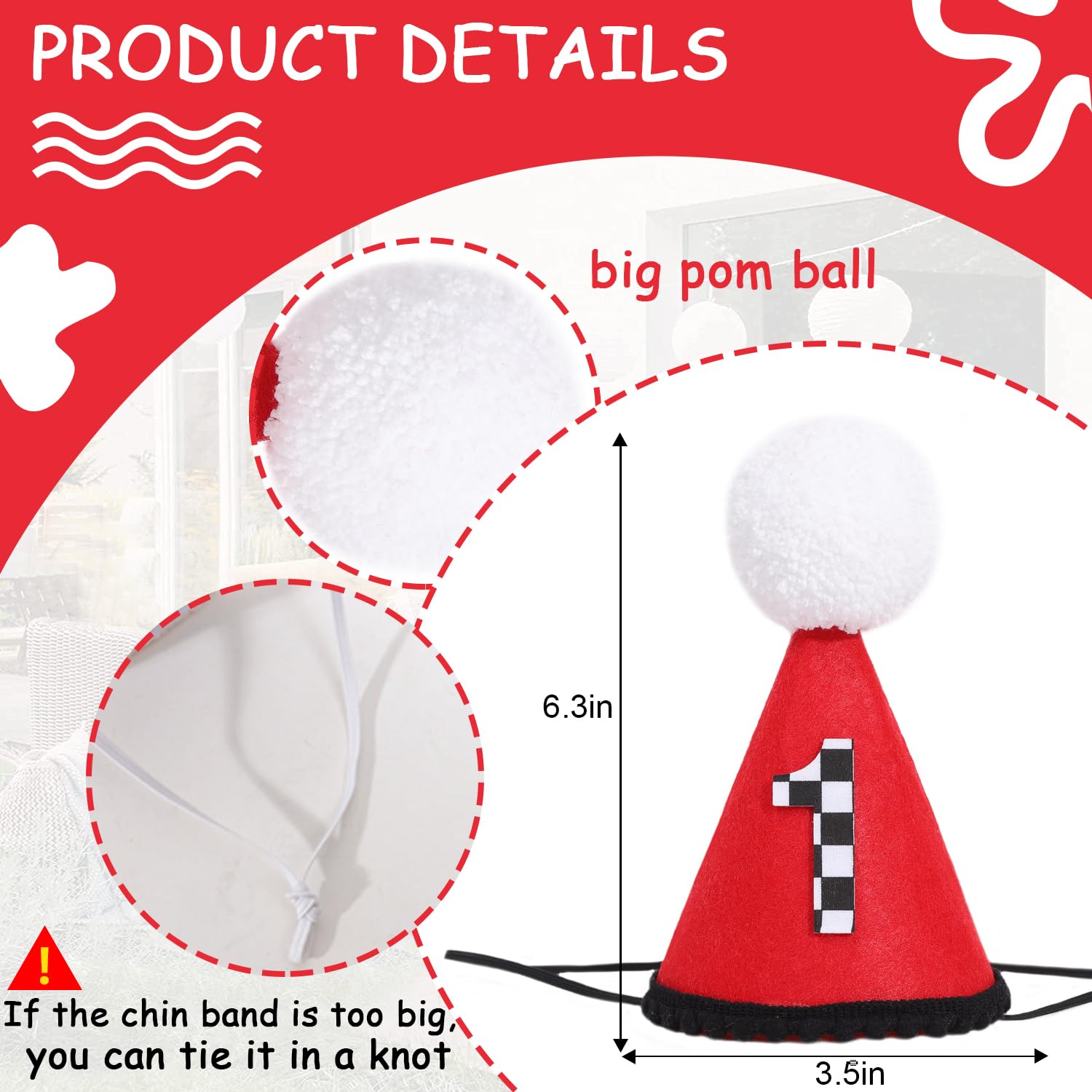 BEADED Fast One Party Birthday Hat - Racing Theme Birthday Decorations,Race Car Party Hat,Fast One Decor Cake Smash (red-3)