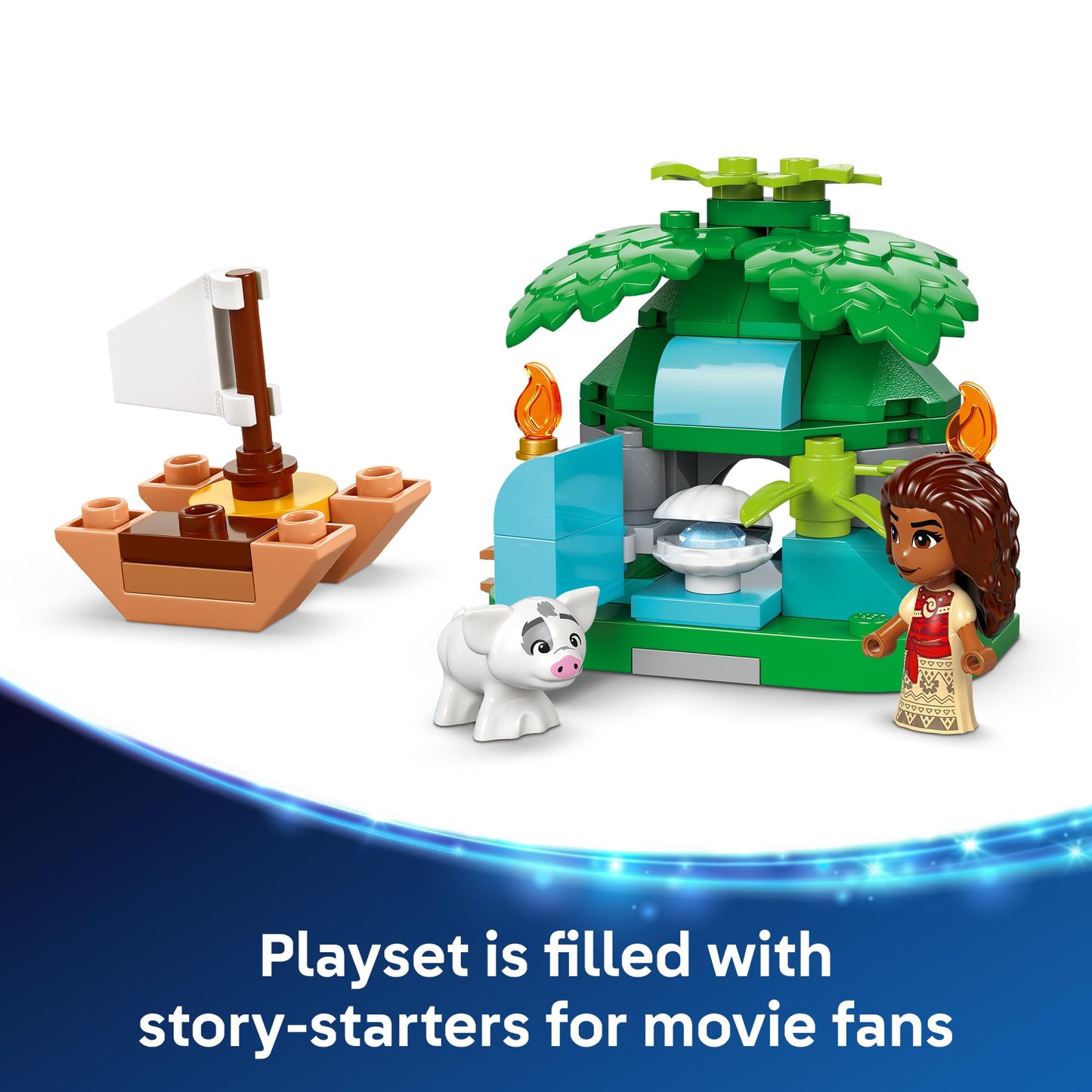 LEGO Disney Moana's Island Fun Building Toy Playset - Princess Moana Toy for Kids, Girls and Boys, Ages 5+ - with 2 Disney Micro-Dolls and Pua Animal