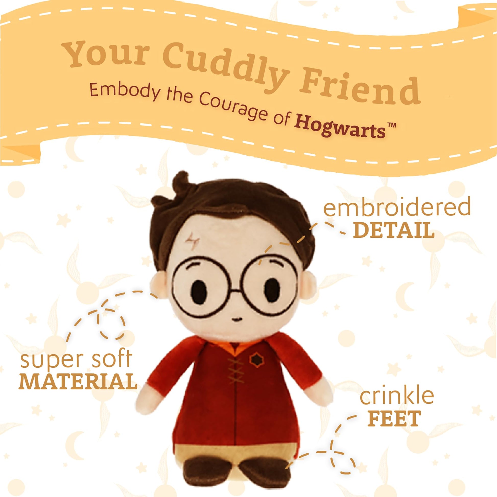 Kids Preferred Harry Potter Quidditch 4 Pc Plush Set - Harry Potter, Draco Malfoy, Cedric Diggory, and Luna Lovegood, Crinkle and Bean Filled Bottom