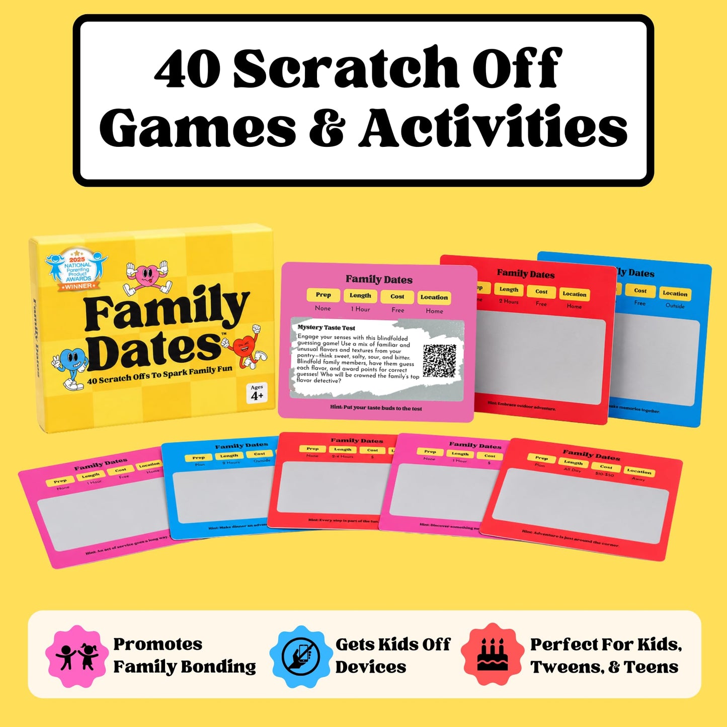 Happy Duo Family Dates 40 Scratch Off Cards - Summer Activities for Kids & Tween from Kids - Family Games for All Ages