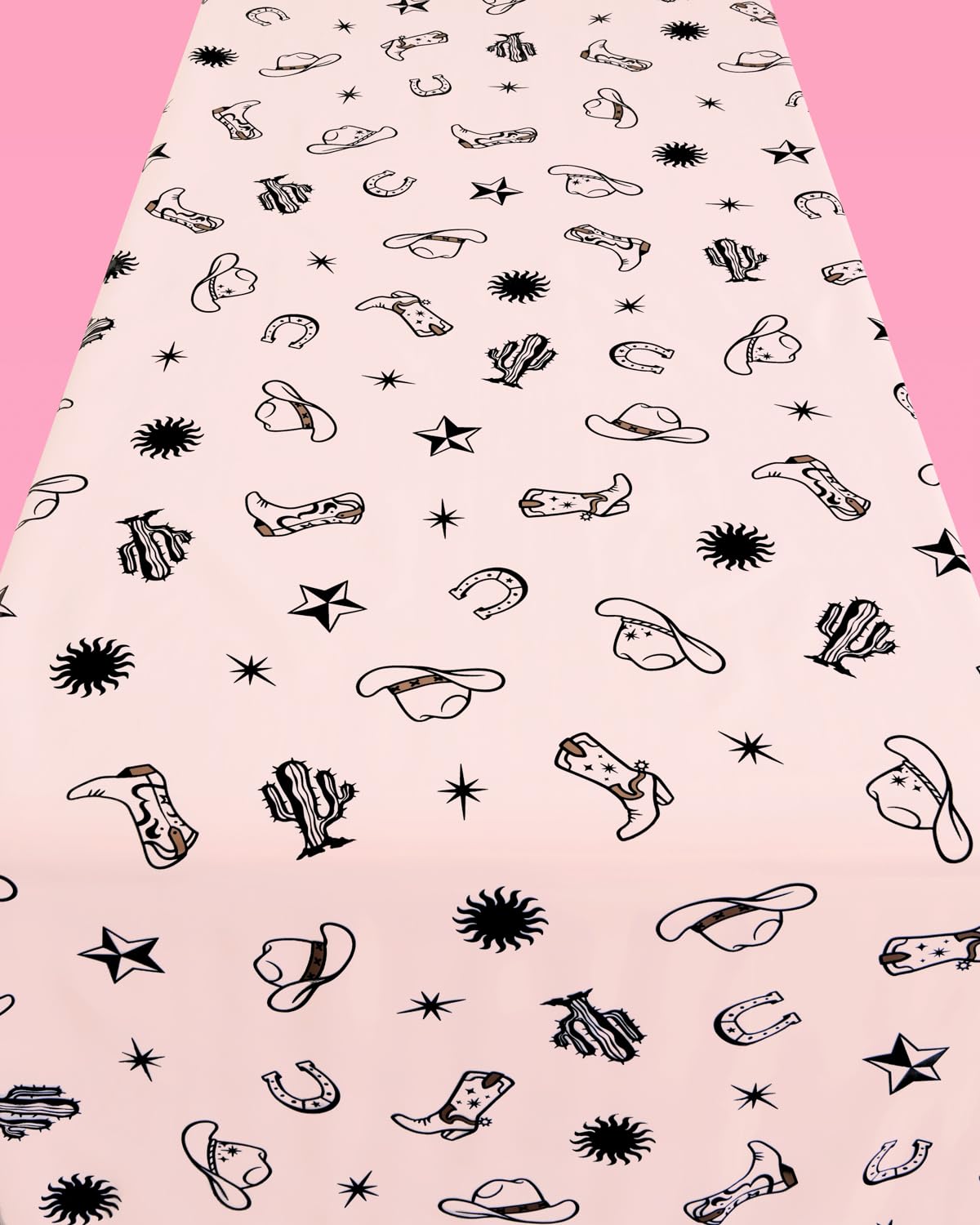 xo, Fetti Western Reusable Tablecloth | 9' x 4.5' | Rodeo Bachelorette Tablescape, Ranch Birthday Party Decoration, Cowgirl Table Decor, Cowboy Kids