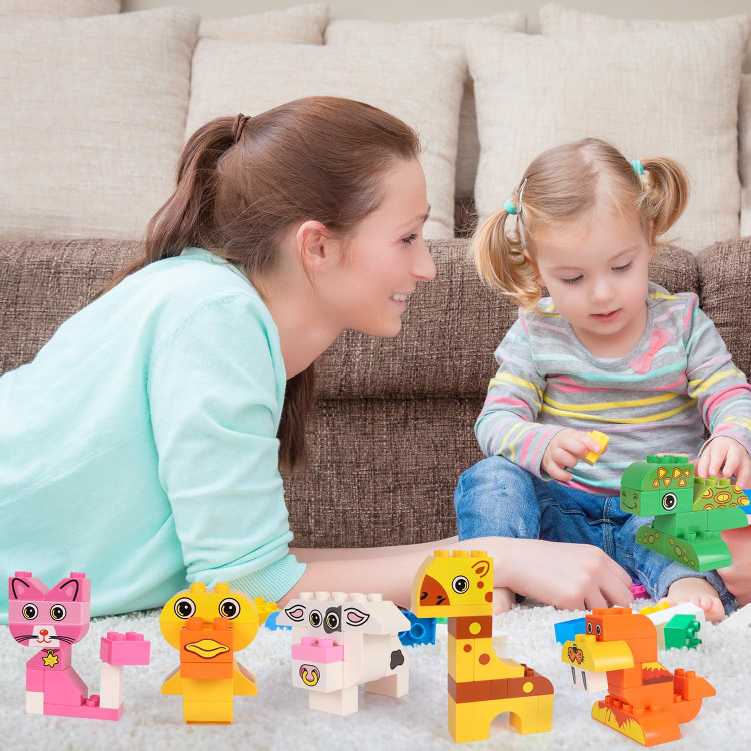 Animals Building Blocks Set, 122 Pieces Animal Building Toy Kit for Kids Ages 3 4 5 6 Years, Creative STEM Educational Preschool Toys for Toddlers