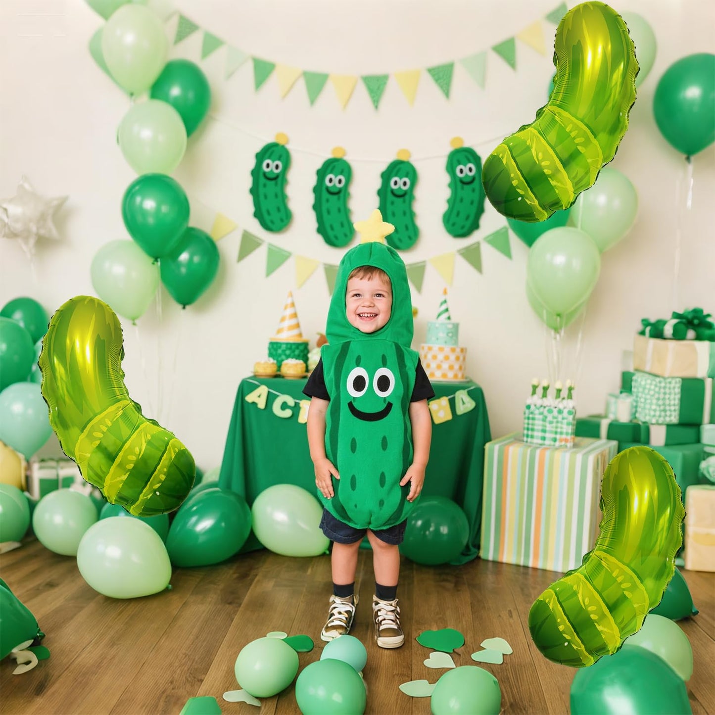 2Pcs Helium Pickle Foil Balloons Novelty Design Kind of a Big Dill Pickles Picklesburgh Sour Fruit Cucumber Funny Advertisement Positive Pickle Lover