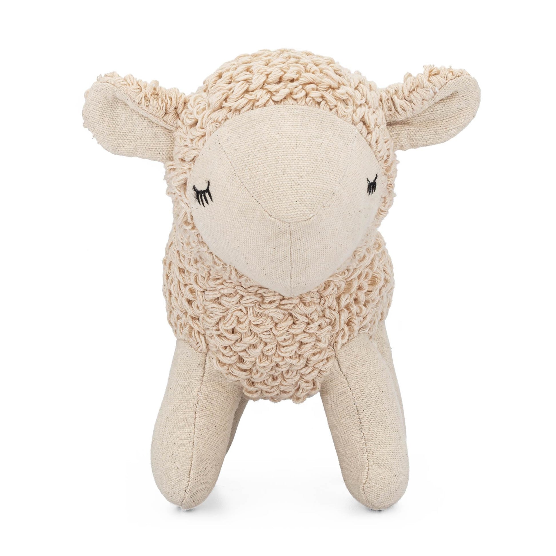 Crane Baby Plush Lamb Stuffed Animal, Sheep Stuffed Animal, Lamb Plush Toy for Babies and Toddlers, Nursery Décor Cuddly Toy, Neutral, Cozy Knitted