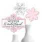 Big Dot of Happiness Pink Winter Wonderland - Holiday Snowflake Birthday Party or Baby Shower Centerpiece Sticks - Table Toppers - Set of 15