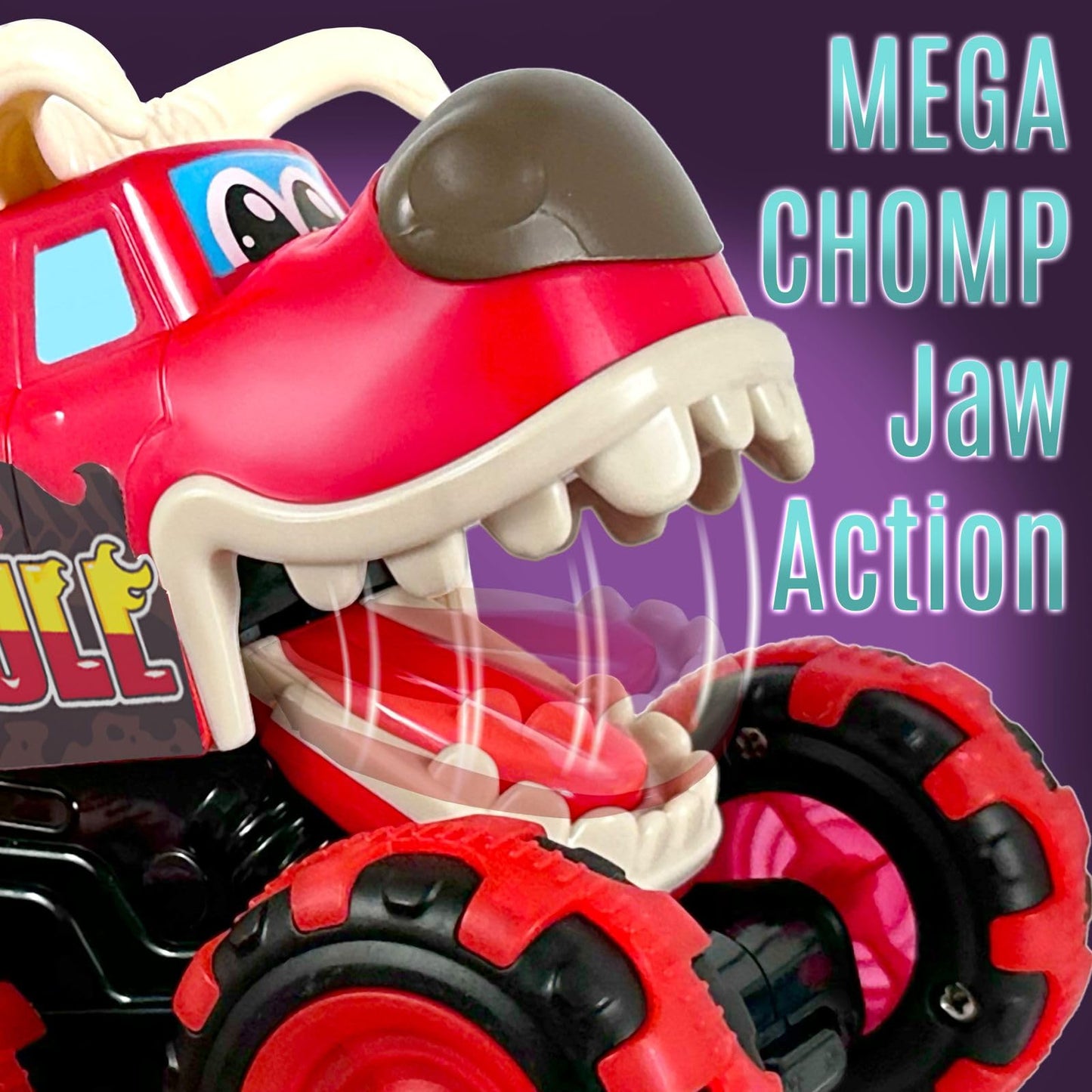 stargo - Bull Monster Truck Toy - Light Up Chomping Pull Back Truck - Press and Go Cars for Easter Basket Stuffers, Boy Birthday Gifts, Toys