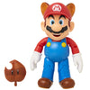 Super Mario Collectible Raccoon Mario 4" Poseable Articulated Action Figure with Leaf Accessory, Perfect for Kids & Collectors Alike! for Ages 3+