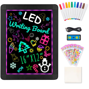 Kookoosmart LED Writing Message Board, Neon Glow Drawing Board, Light Up Flashing Box Message, Erasable Board Arts and Acrylic Kids Crafts Doodle,