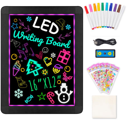 Kookoosmart LED Writing Message Board, Neon Glow Drawing Board, Light Up Flashing Box Message, Erasable Board Arts and Acrylic Kids Crafts Doodle,