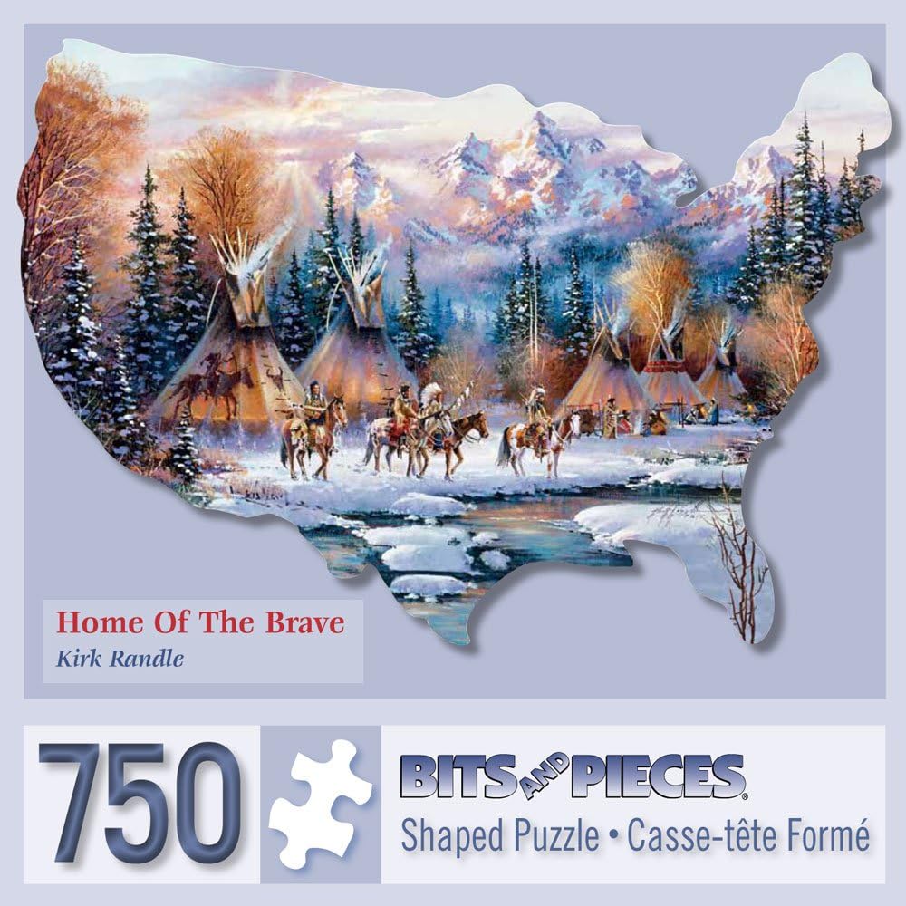 Bits and Pieces - 750 Piece Jigsaw Puzzle for Adults - Home of The Brave, Native American - by Artist Kirk Randle, Completed Puzzle Size: 20" x 27"