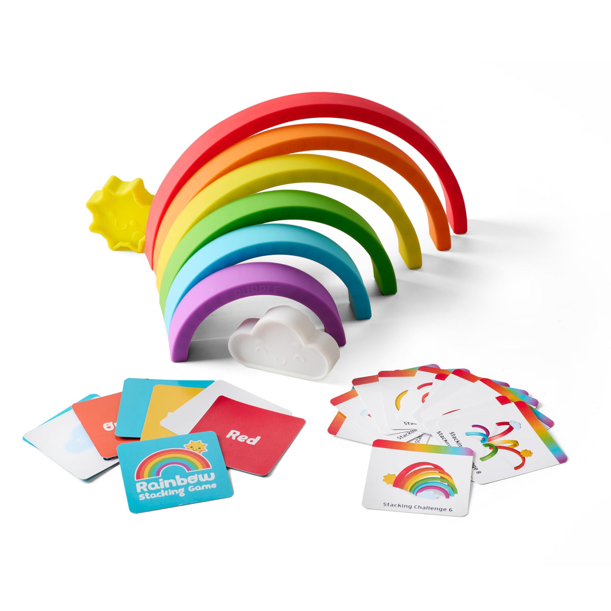 Chuckle & Roar - Rainbow Stacker - Tactile Learning - Stacking Toy - Preschool Fun - Silicone Toy