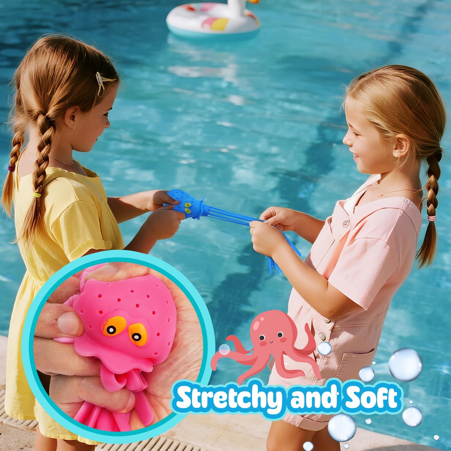 6 Pcs Octopus Water Balls Bath Toy, Sensory Stress Relief Floating Pool Beach Bathtub Toy Reusable Water Bomb Splash Balls, Christmas and Easter