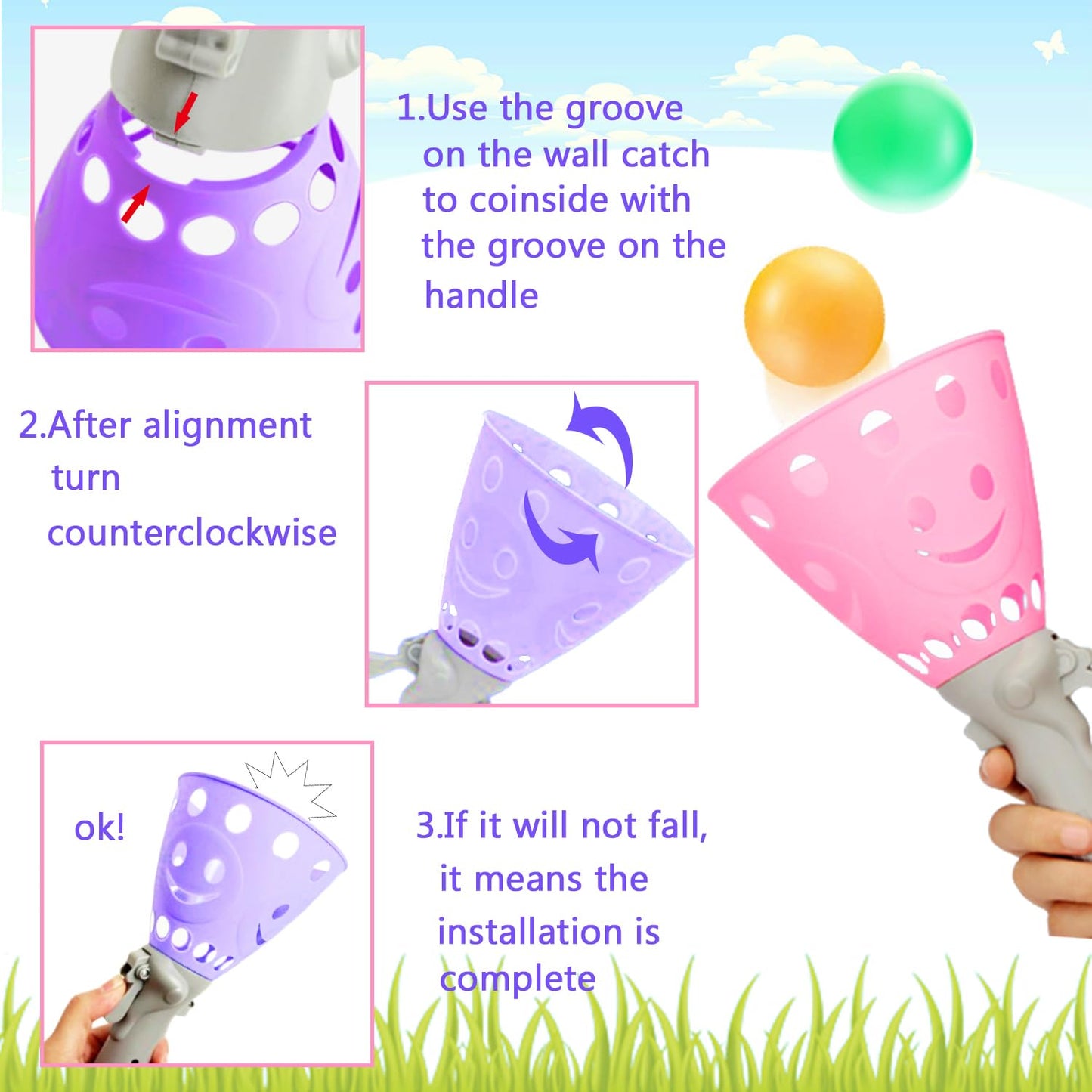 24Pcs Pop-Pass-Catch Ball Game with 8 Catch Launcher Baskets 16 Balls,Outdoor Indoor Game Activities,Lawn Games Beach Sport Toys for Party Favor,Kids