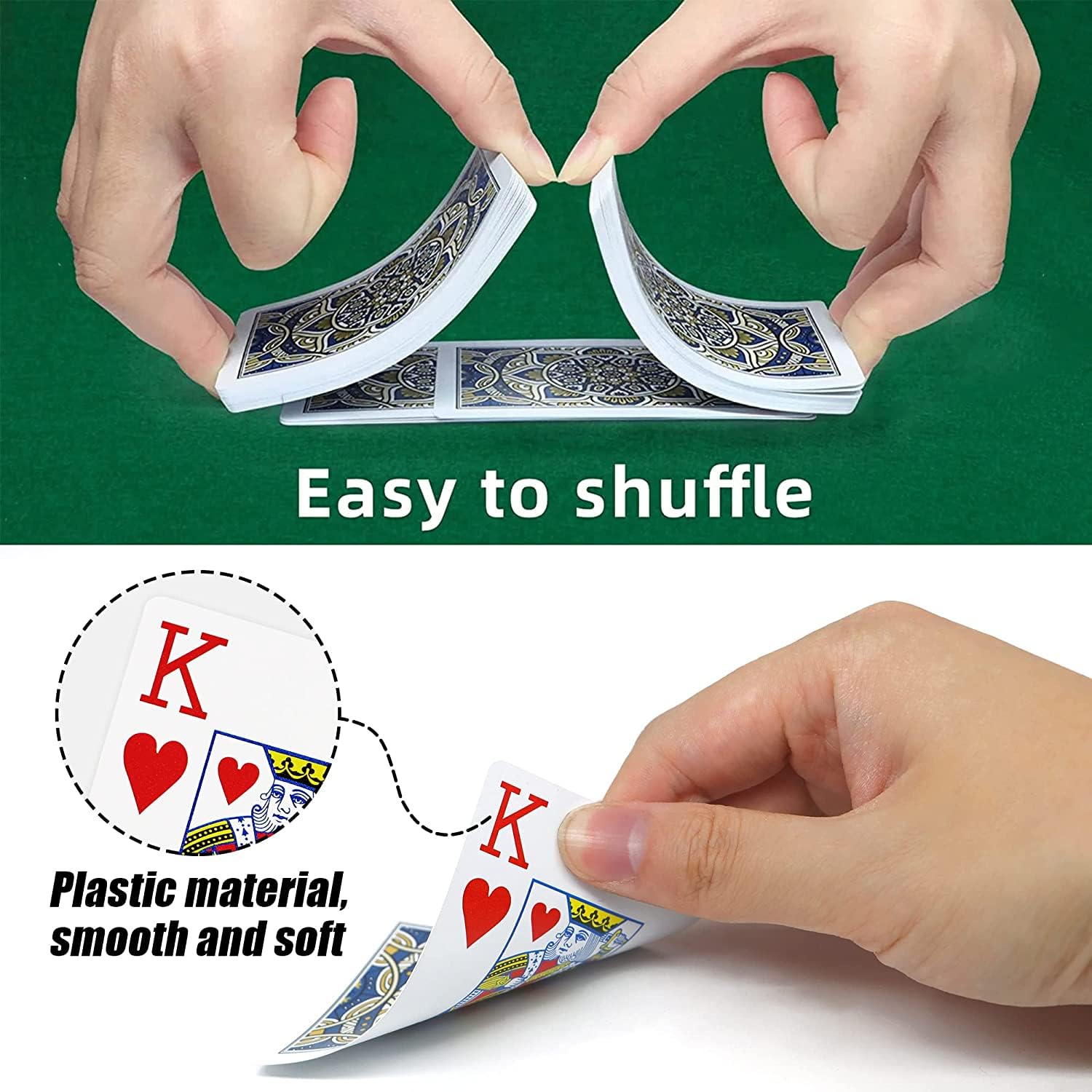 Metsyth Plastic Waterproof Playing Cards 4 Pack Poker Card Jumbo Large Print Playing Cards for Adults Seniors Bulk Decks of Cards Set Poker Cards