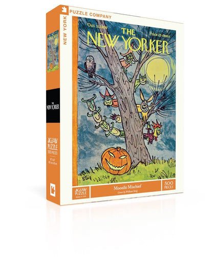 New York Puzzle Company - New Yorker Moonlit Mischief - 500 Piece Jigsaw Puzzle for Adults by William Steig
