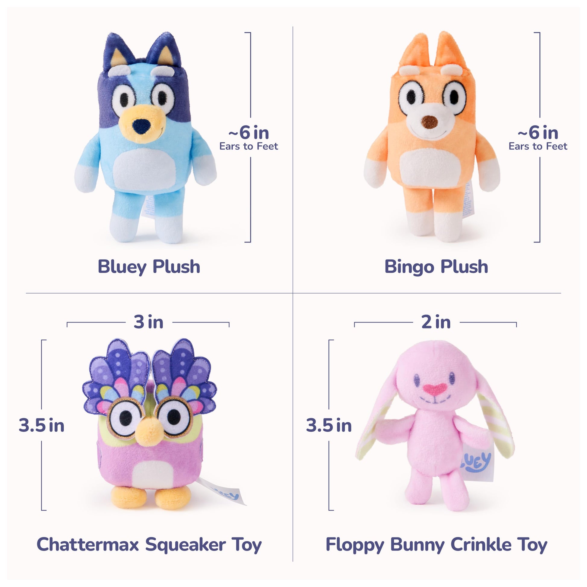 GUND Bluey 5-Piece Sensory Plush Toy Playset for Babies and Toddlers