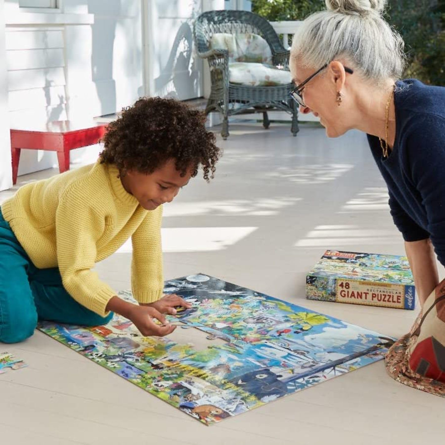eeBoo Within The Biomes 48 Giant Piece Children's Puzzle, 30" x 24"