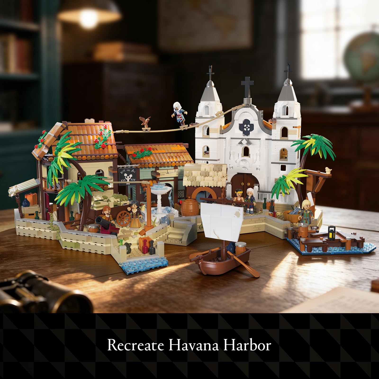 Wise Block Assassin's Creed Black Flag Havana Harbour Scene Building Set - Collectible Pirate Themed Build with 6 Minifigures for Fans, Building Block