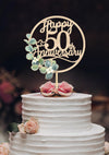Happy 50th Anniversary Cake Toppers - 50th Anniversary Party Decorations, 50 Wedding Party, Company Decor, Wooden Decorations