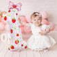 40 Inch Strawberry Number 1 Balloons,Pink Berry First Birthday Balloon with Bow,Large Sweet One Foil Balloon for Girl 1st Birthday